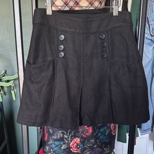 Super Cute Free People Black Button-Front Mini Skirt